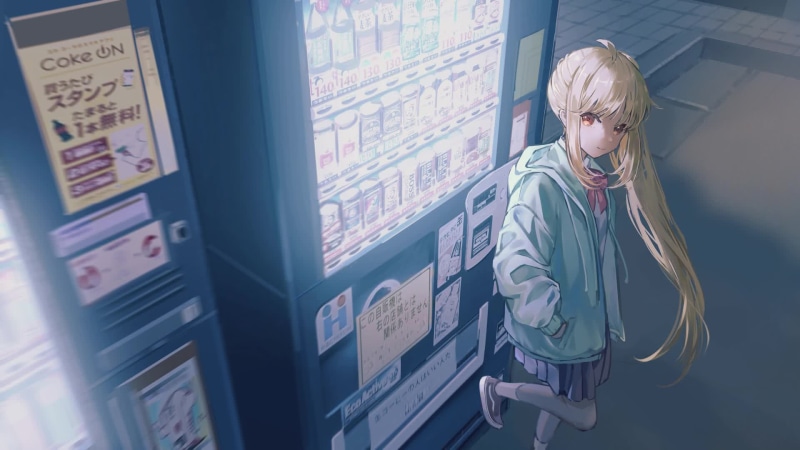 Anime Girl By Vending Machine Live Wallpaper