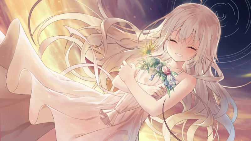 Happy Anime Girl With Flowers Live Wallpaper