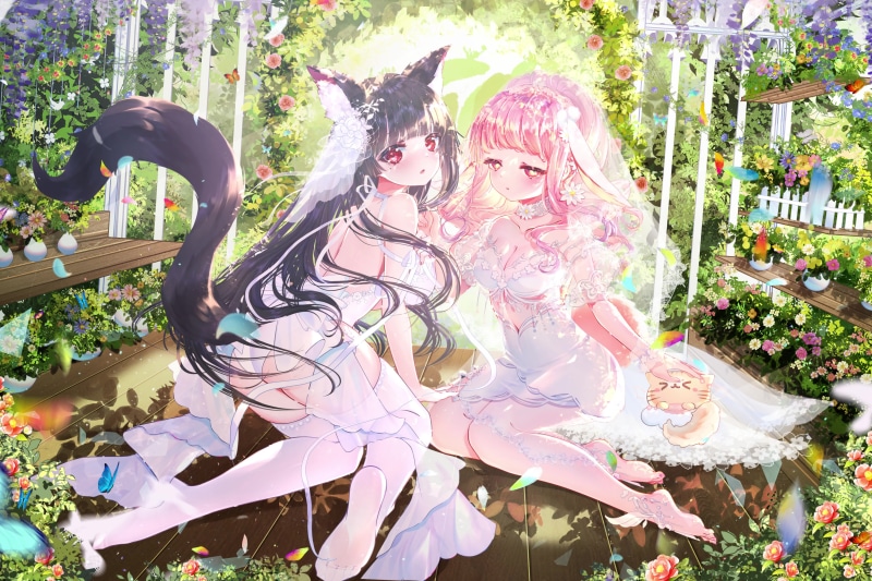 Anime Girls In Spring Garden Live Wallpaper