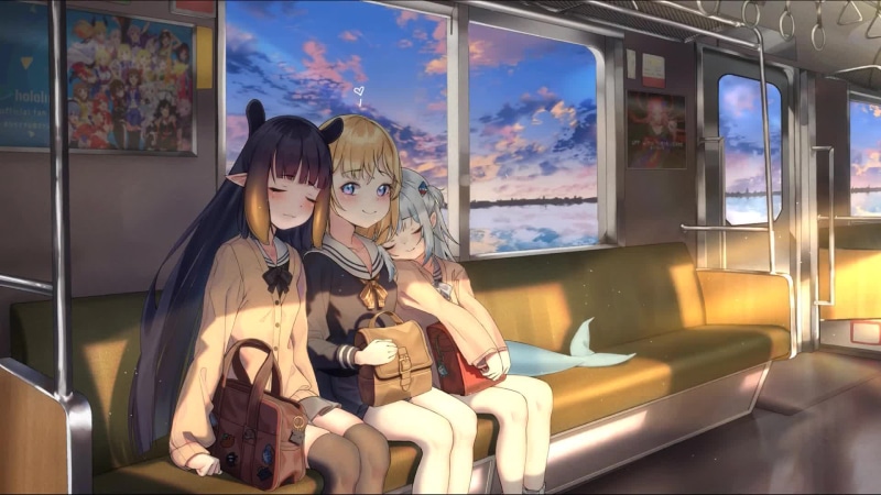 Hololive - Gawr Gura On The Train Live Wallpaper