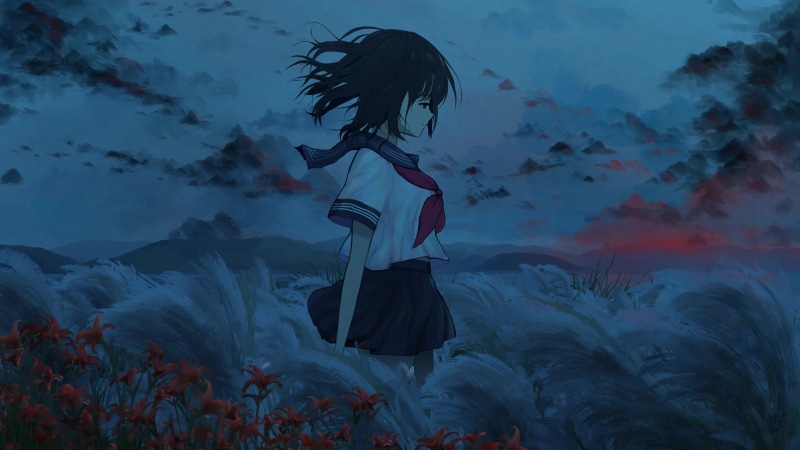 Anime Girl In The Field Live Wallpaper