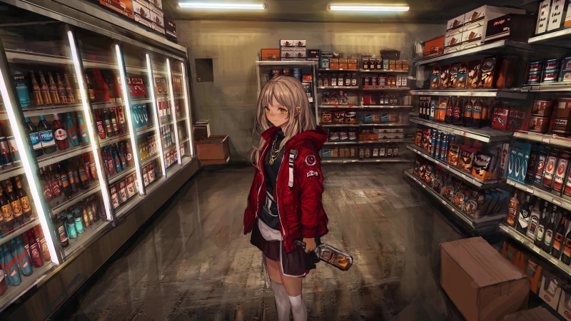 Drunk Girl In Convenience Store Live Wallpaper