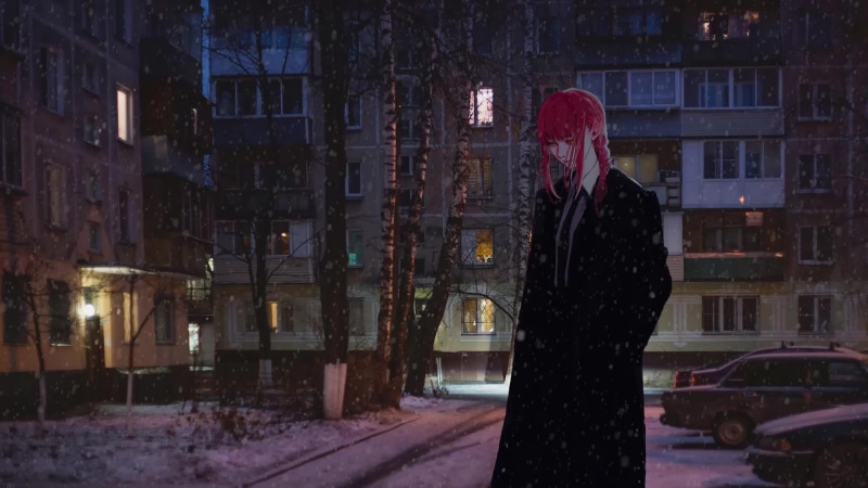 Chainsaw Man - Makima In Snowy Night Live Wallpaper