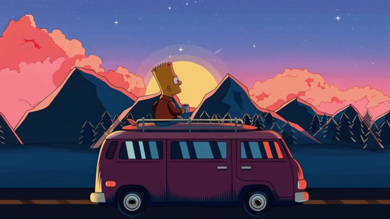 The Simpsons - Bart Travel Van Live Wallpaper