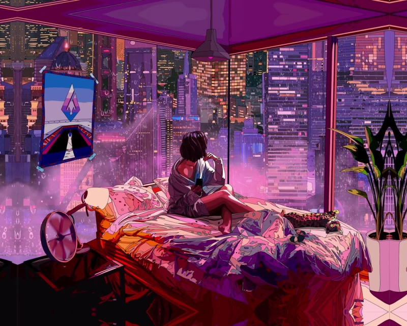 City Girl in Bed - Rainy aesthetic Lite edition Live Wallpaper