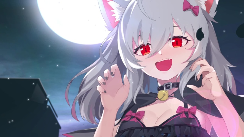 Anime Girl Wolf with Red bright eyes Live Wallpaper
