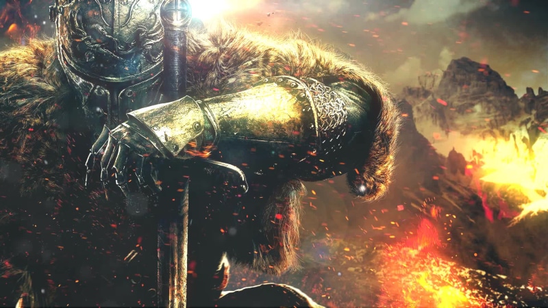 Dark Souls Warrior and Sparks Of Fire Live Wallpaper