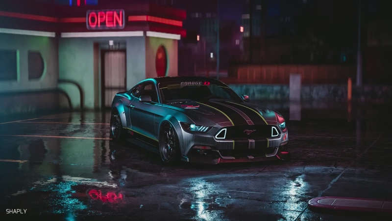 Mustang Ford Rain Reflections Live Wallpaper