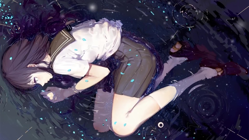 Rainy Day Sad Girl In The Water Live Wallpaper