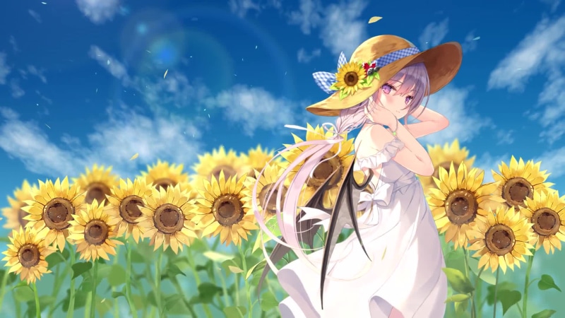 Cute Anime Girl and Sunflowers Live Wallpaper