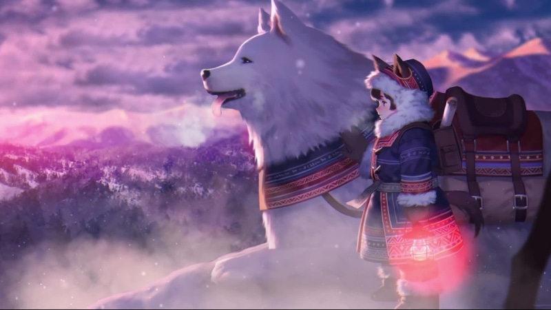 Little Girl and White Dog in the Cold Live Wallpaper