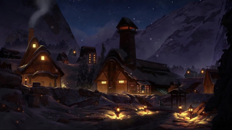 Fabulous Night Snow Village Live Wallpaper