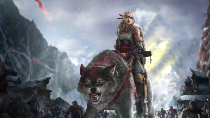 Cool Girl Warrior on Battle Wolf Live Wallpaper