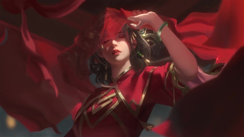 Anime Girl in a Beautiful Red Dress Live Wallpaper