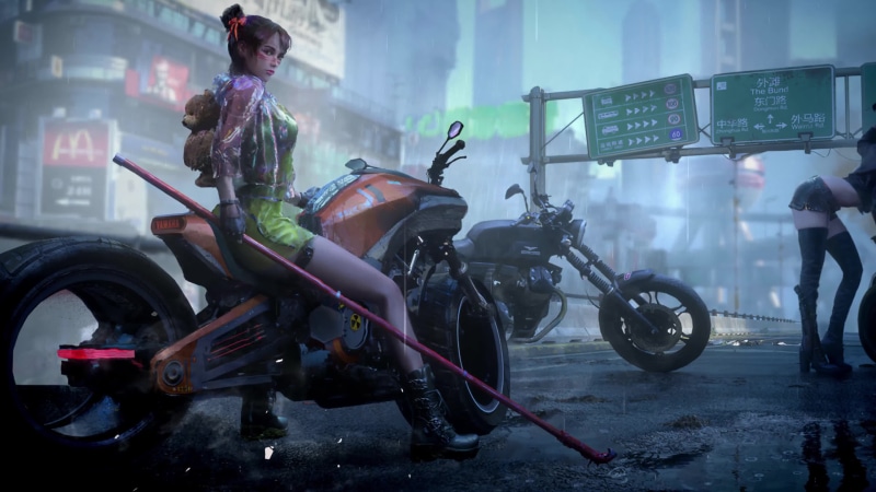 Futuristic Biker Girl, Cyberpunk 2077 4K Quality Live Wallpaper