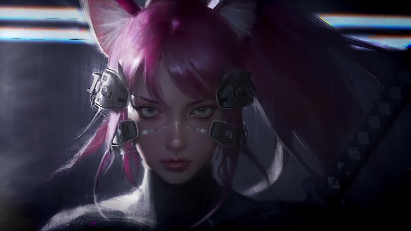 Cat Girl Cyberpunk Style Live Wallpaper