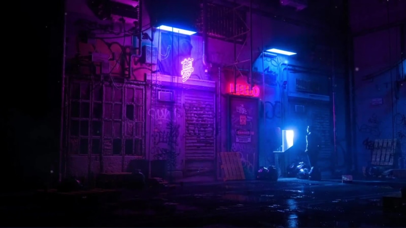Backyard Japan Neon Lights Graffiti Cyberpunk Live Wallpaper