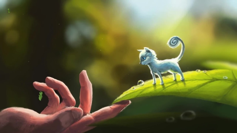 Tiny Cat Leaf Morning Walk Live Wallpaper
