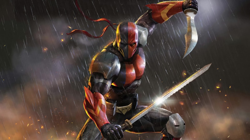 Deathstroke Supervillain with Swords DC Rain Storm 4K Quality Live Wallpaper
