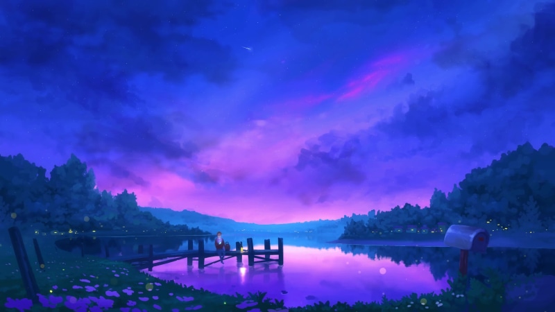 Evening Dock Sunset and Lake Live Wallpaper