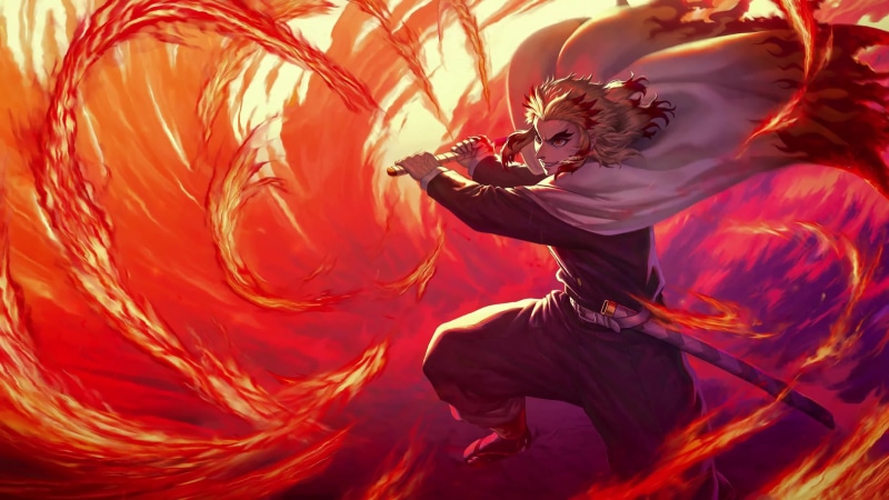 Rengoku with Fire Sword 4K Live Wallpaper
