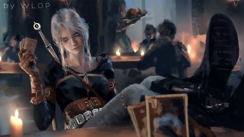 Blonde Ciri Playing Cards Gwent by WLOP Live Wallpaper