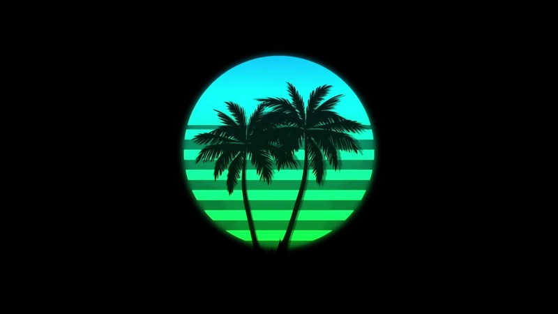 Synthwave Sunset Palm Trees Colorful Abstract Background Live Wallpaper