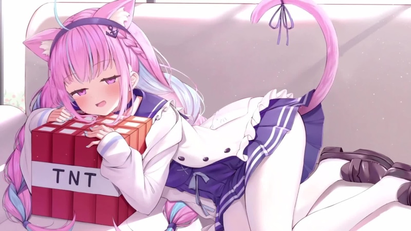 Minato Aqua Cute Virtual YouTuber with Ears Live Wallpaper