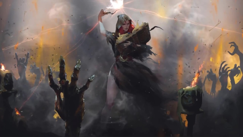Dark Fantasy Apprentice Necromancer Girl Zombies Live Wallpaper