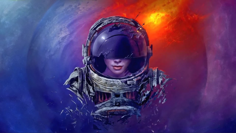 Astronaut Girl Helmet Colorful Galaxy Abstract Live Wallpaper