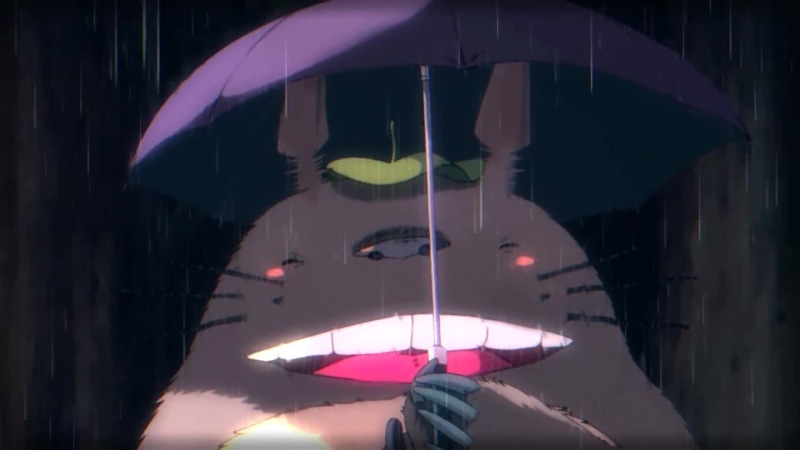 Totoro with Umbrella Rainy Day Live Wallpaper