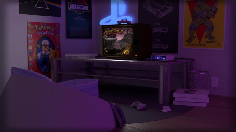 Classic Mortal Kombat on Screen of an old TV, Vintage Retro Gaming Room Live Wallpaper