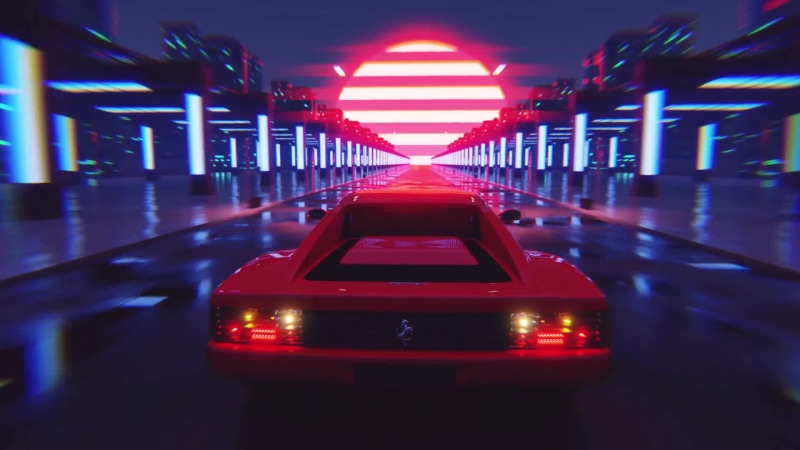 Ferrari Testarossa on the Street of the Night City Live Wallpaper