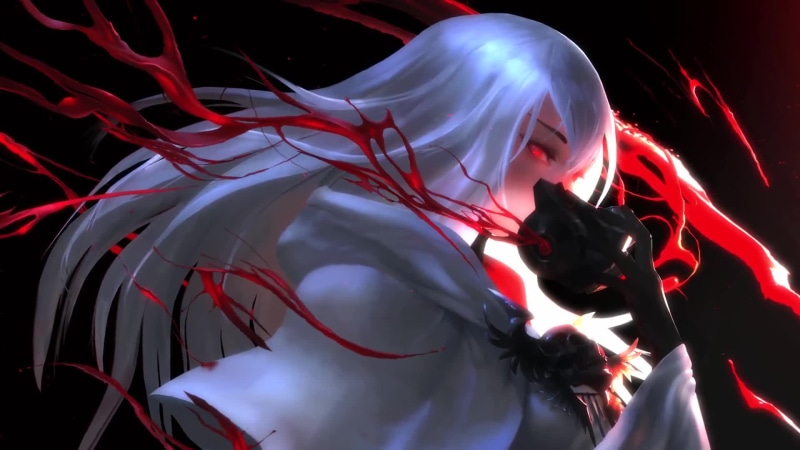 Girl with Gas Mask, Blood Splashes Live Wallpaper