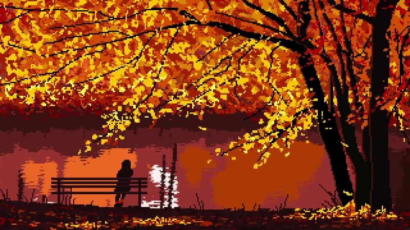 Autumn Sunset On The Lake 8 bit Pixel Live Wallpaper