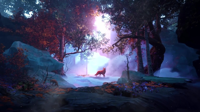 Autumn, Red Forest, Fox, Fantasy World Live Wallpaper