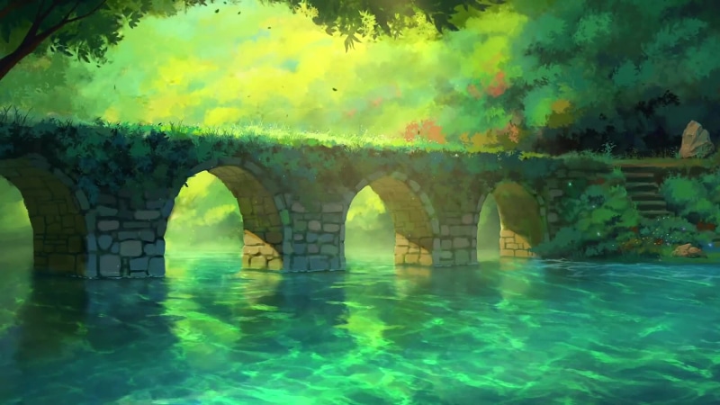 Stone Bridge In Forest River Fantasy World Live Wallpaper