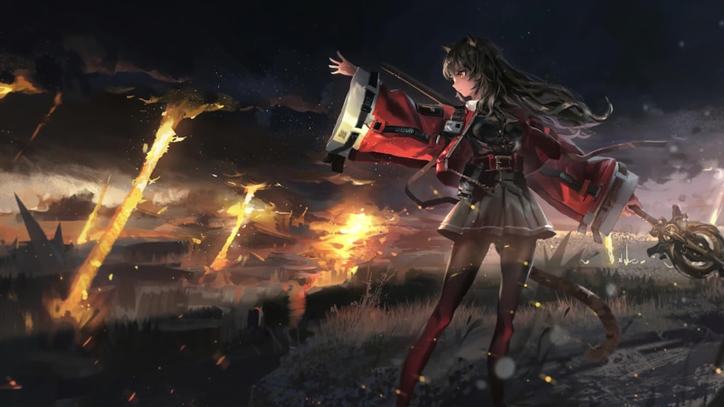 Catgirl Summoner Fire Tornado Fantasy 4K Live Wallpaper
