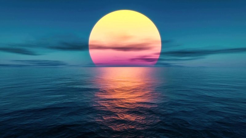 Golden Sunset on the Horizon of the Great Ocean Live Wallpaper