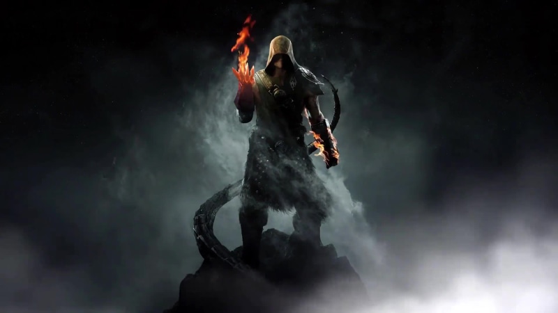 Skyrim Mage, Fire, Fog Live Wallpaper