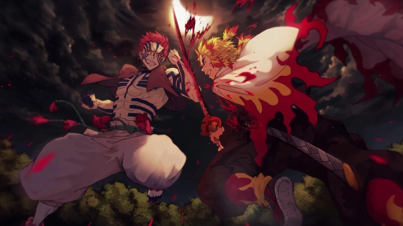 Rengoku vs Akaza Epic Battle, Kimetsu no Yaiba, 4K Live Wallpaper
