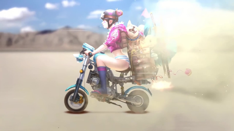 Scooter Girl with Dog, High Speed, Funny Desktop Live Wallpaper