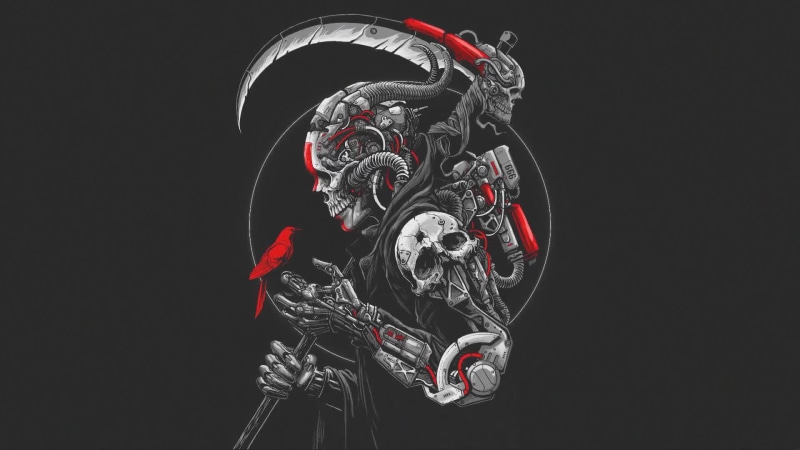 Death Machine Cyborg with Scythe Artwork by Sony Wicaksana Live Wallpaper