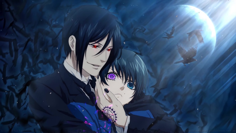 Ciel Phantomhive and Sebastian Michaelis In The Moonlight Black Butler 4K Live Wallpaper