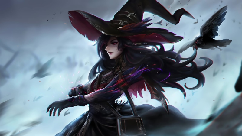 Fantasy Witch Blood Crow Fantasy 4K Live Wallpaper