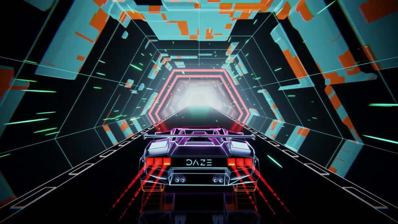 High Speed Retro Car Tunnel Neon Lights Live Wallpaper