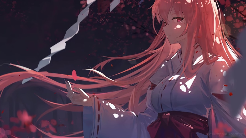 Cute Babe Miko Shrine Maiden 4K Live Wallpaper