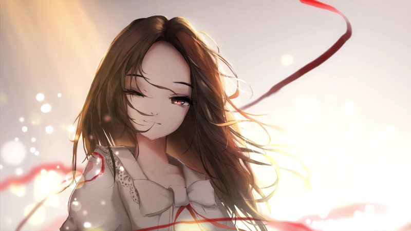 Beautiful Anime Girl with Brown Eyes In Sunlight 4K Live Wallpaper