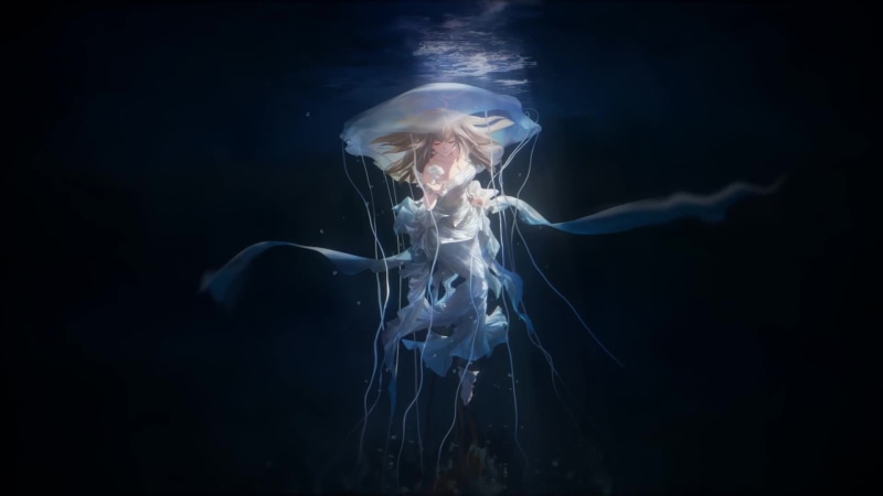Anime Medusa Girl Underwater with Music Live Wallpaper