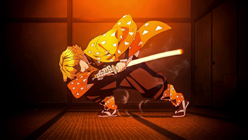Sleeping Zenitsu Katana attack Kimetsu No Yaiba 4K Live Wallpaper